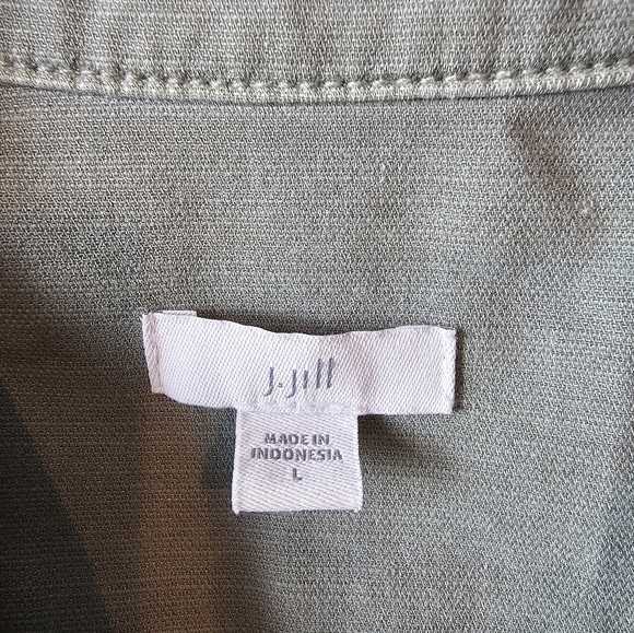 J. Jill Size Large Green Modern Barn Coat Cotton Utility Shacket Jacket Button - Picture 5 of 12